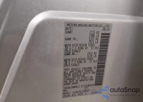 2020 Infiniti Qx60 Pure Awd from USA, damaged, VIN 5N1DL0MM6LC510860